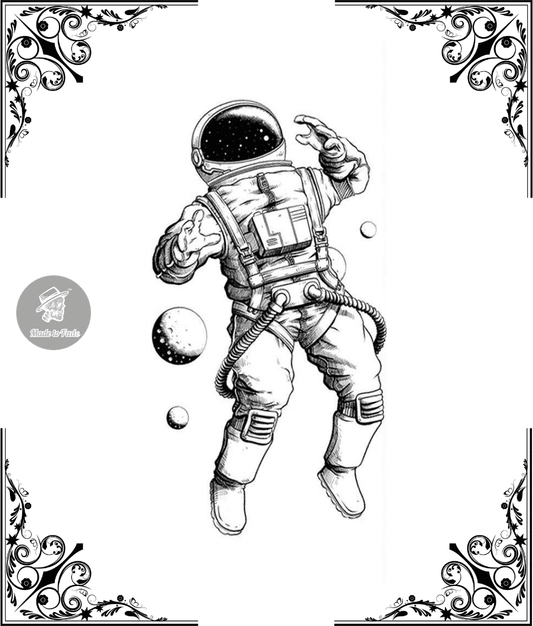 temporary tattoo, astronaut, space, half sleeve, detail